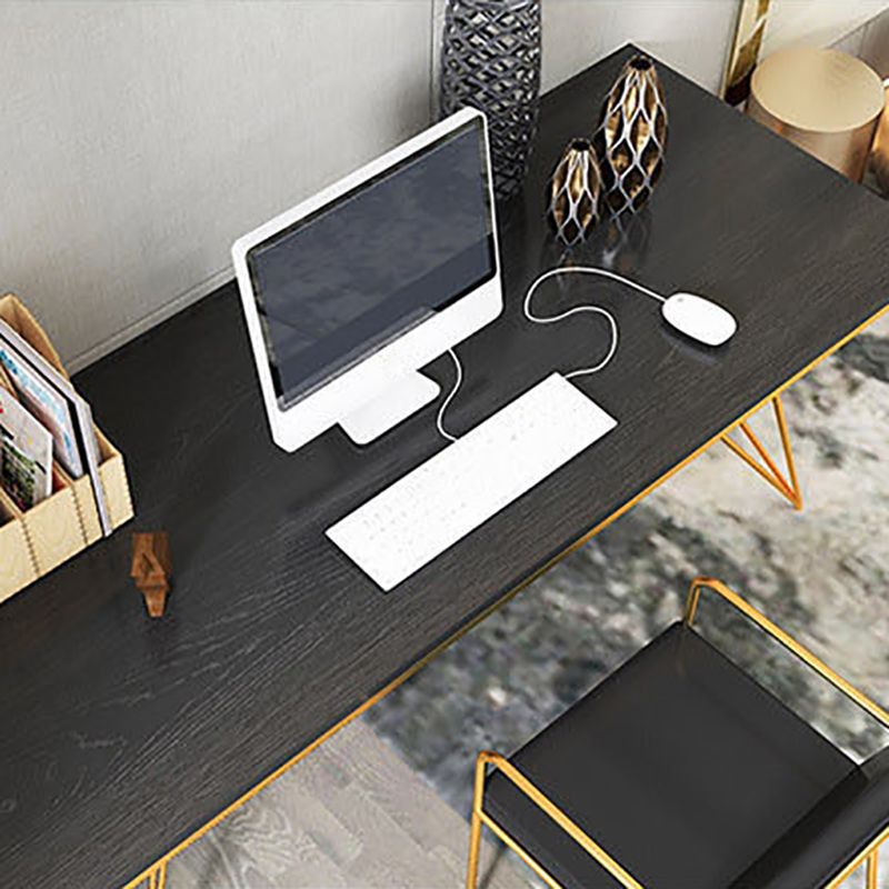 Glam Pine Writing Desk Gold and Black Office Desk for Bedroom