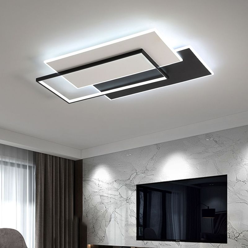 Square Metal and Acrylic Flush Mount 3 - Light LED Modern Ceiling Lighting