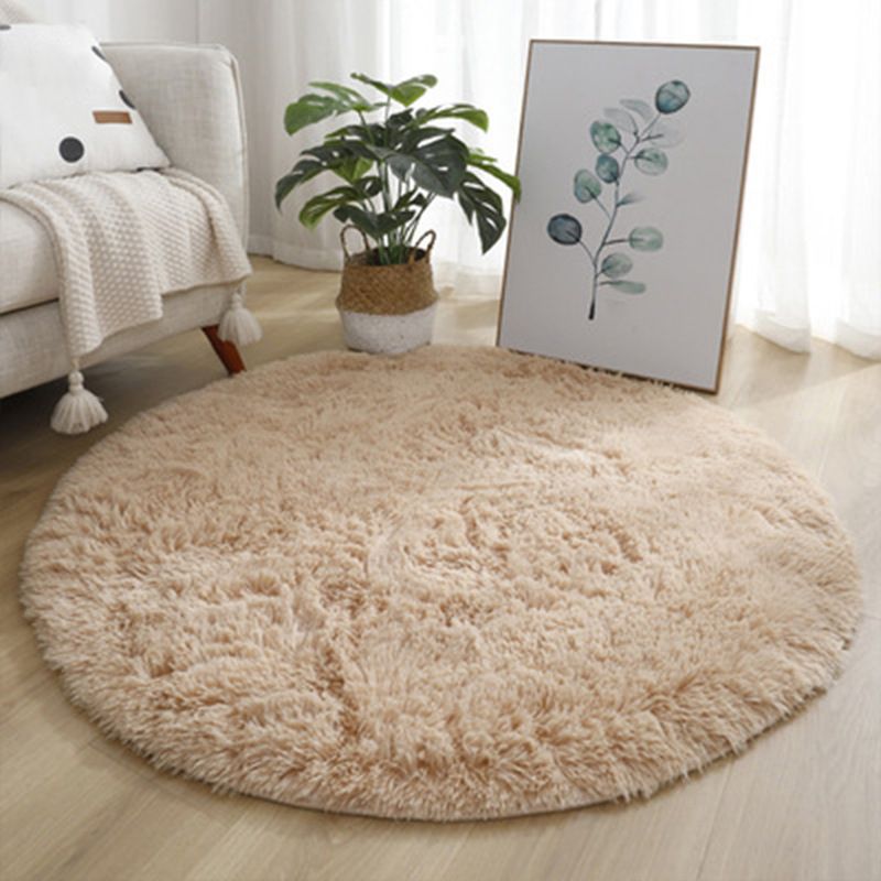 Tapis rond simple tapis d'intérieur en polyester pour décoration de la chambre à coucher