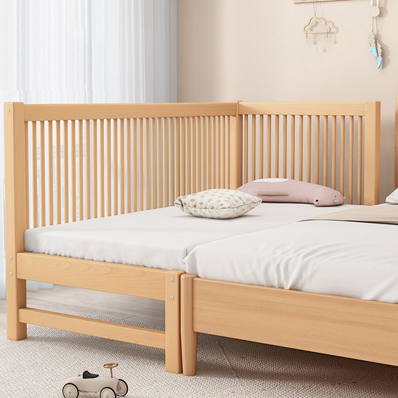 Scandinavian Beech Wood Nursery Bed Natural Nursery Crib with Guardrail