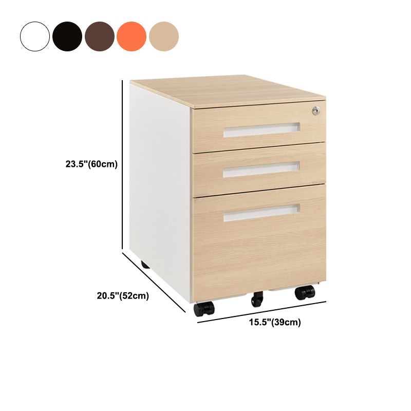 Contemporary File Cabinets Steel Frame Key Lock Mobile Filing Cabinet with Wheels