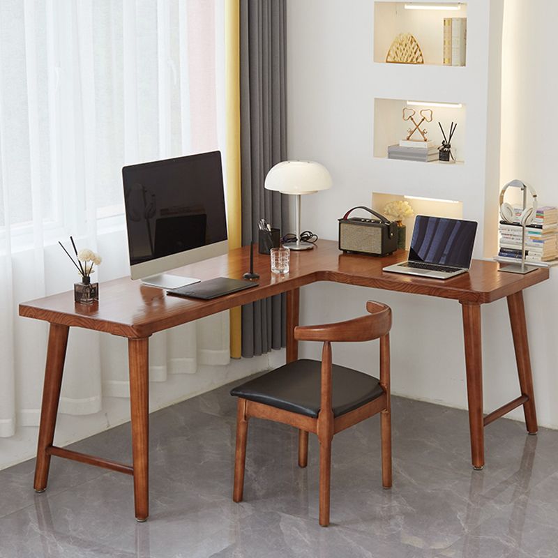 Contemporary Solid Wood Corner Writing Desk 29.53-inch Tall Office Desk