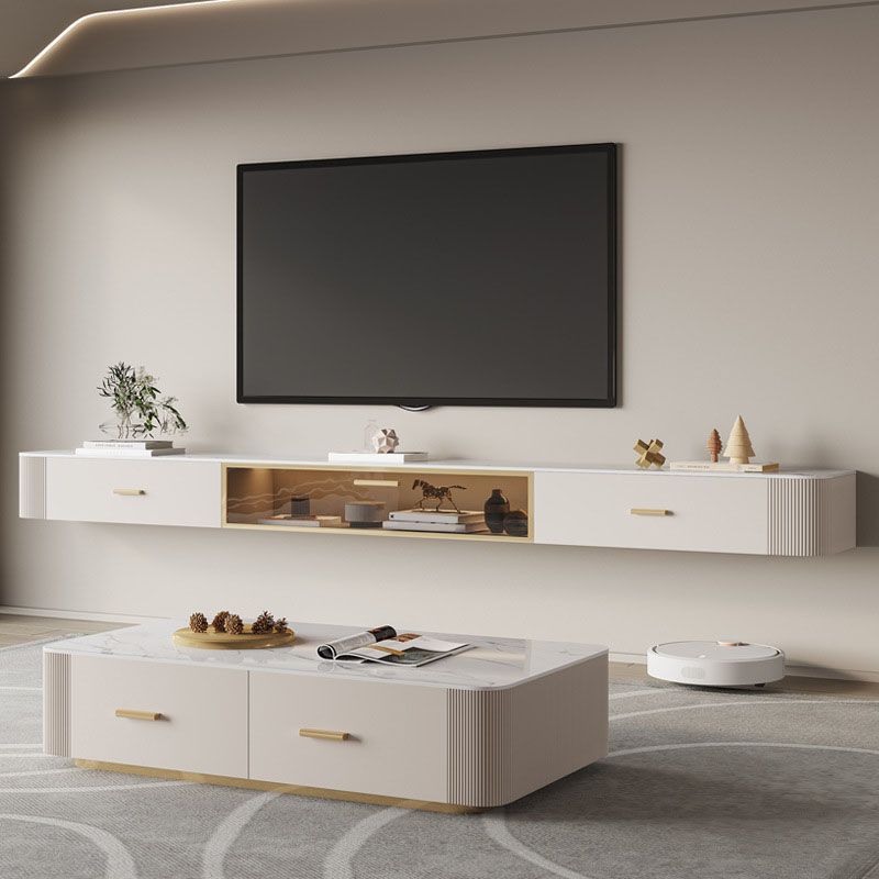 Glam TV Stand Console Enclosed Storage TV Media Console with 2 Drawers