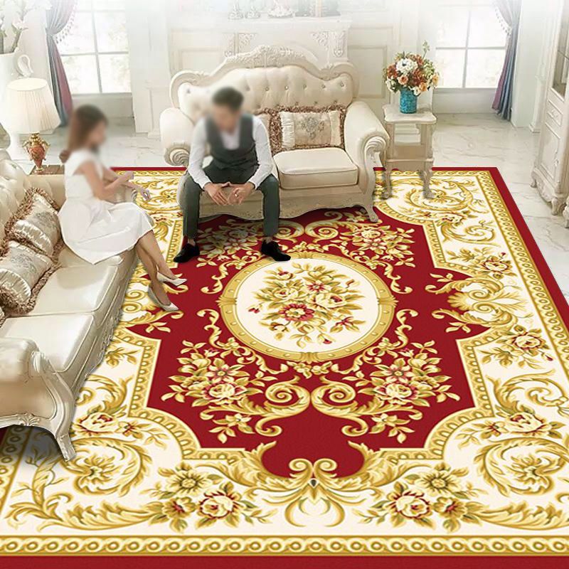Vintage Medallion Pattern Carpet Polyester Area Rug Stain Resistant Area Rug for Living Room