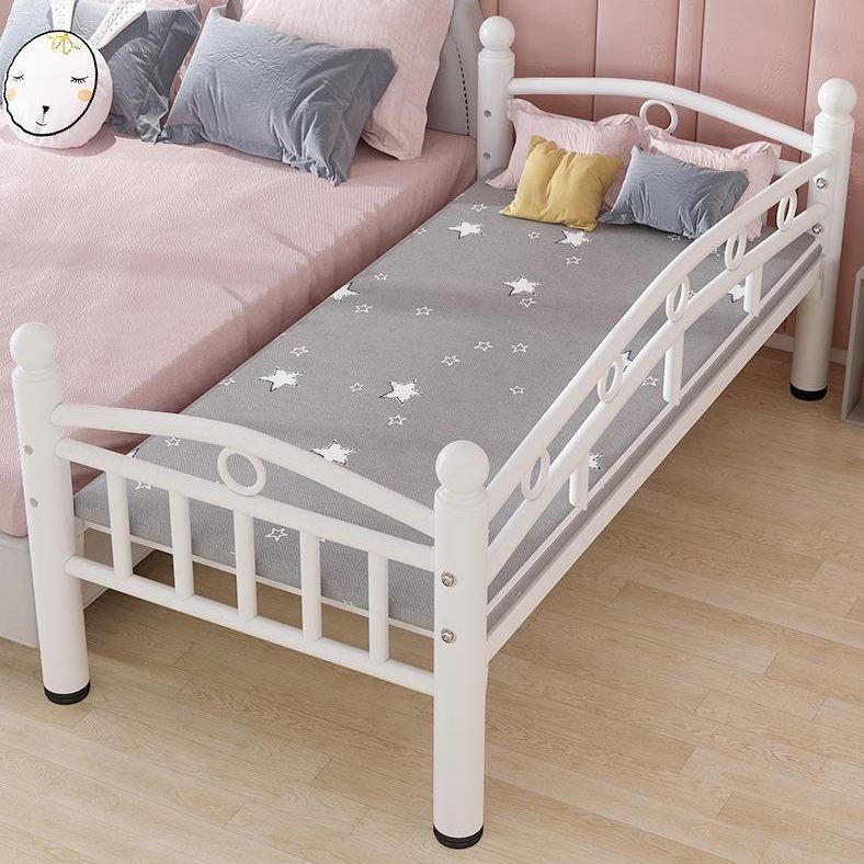 Industrial Rectangle Crib Metal 2-In-1 Convertible Nursery Bedwith Casters