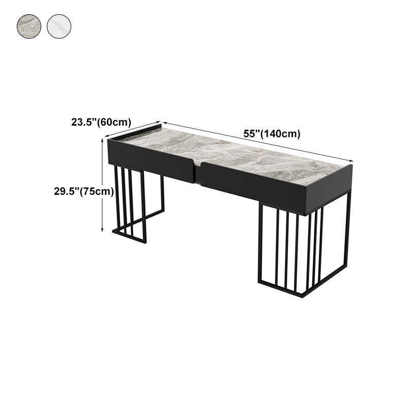 Curved Work Table Home Office Modern Sintered Stone Writing Desk