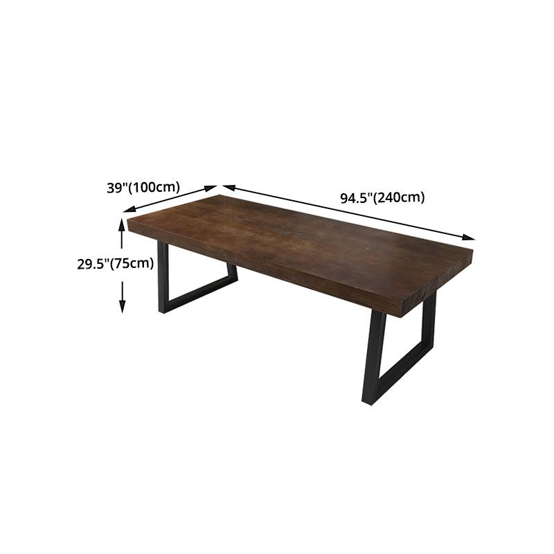 Industrial Rectangular Writing Desk Solid Wood Office Desk with Black Legs