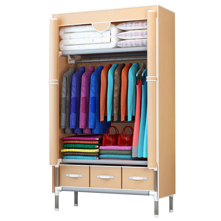 Steel Frame Wardrobe Cabinet Contemporary Home Wardrobe with Drawers