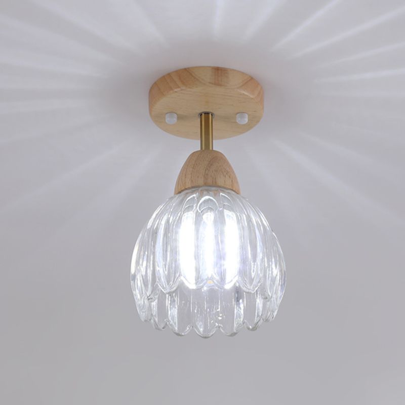 Nordic Style 1-Light Ceiling Lamp Wooden Ceiling Light for Living Room