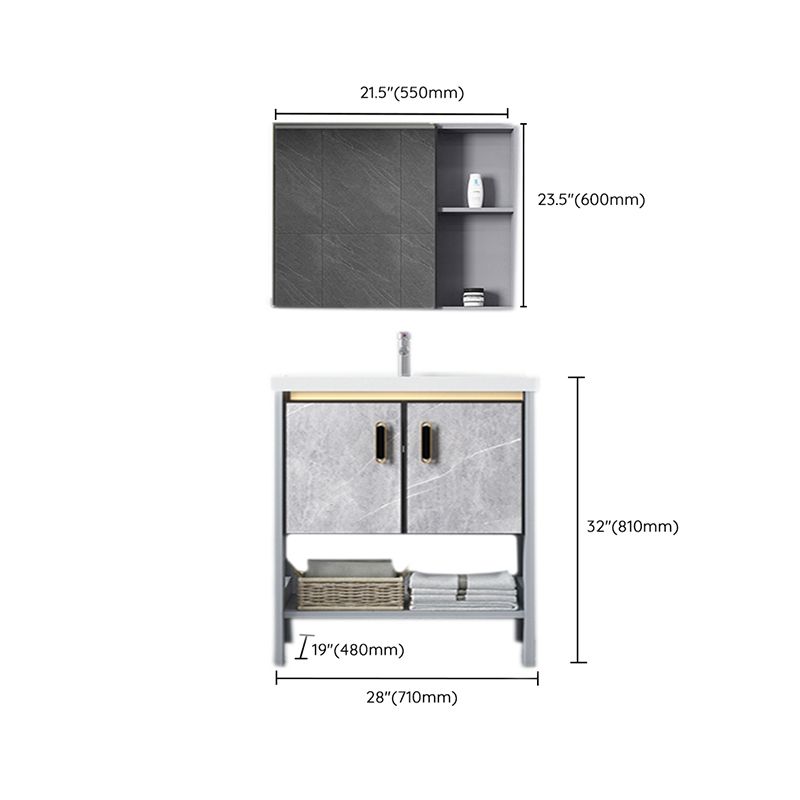 Modern Aluminium Faucet Included Bathroom Sink Vanity with Soft Close Door