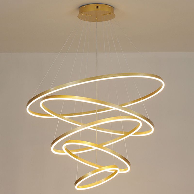 LED LED LED Chandelier Pendant Light Simplicity Chandelier Lightture avec cercles Metal Shade