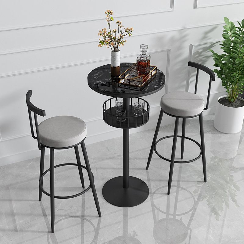 Glam faux marmeren bistro tafel indoor ijzer single voetstuk bar eettafel vaste tafel