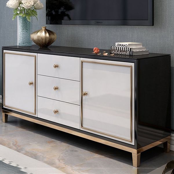 Glam Marble TV Media Stand 16" W Enclosed Storage TV Stand with Cabinet