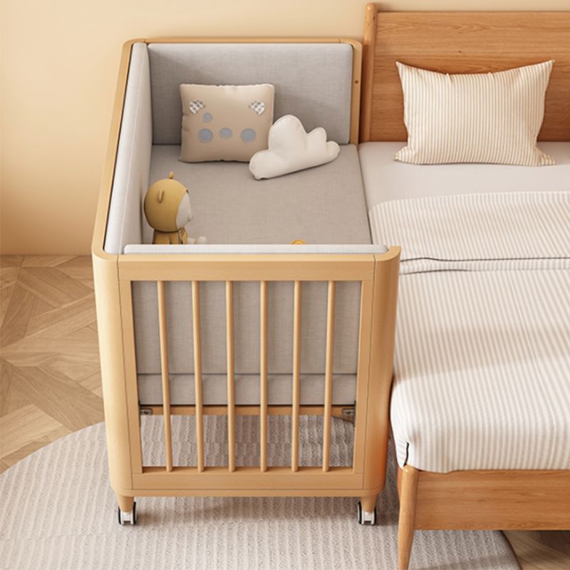 Modern Style Rectangle Crib Home Solid Wood Crib with casters