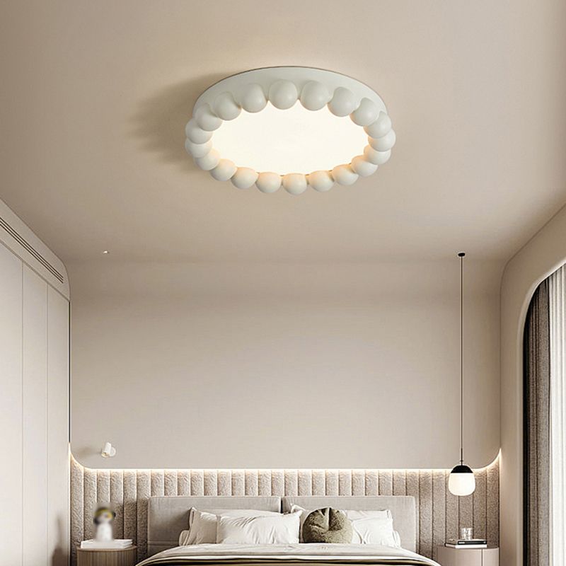 Contemporary LED Round Flush Mount Resin and Acrylic Ceiling Flush in 3 Colors