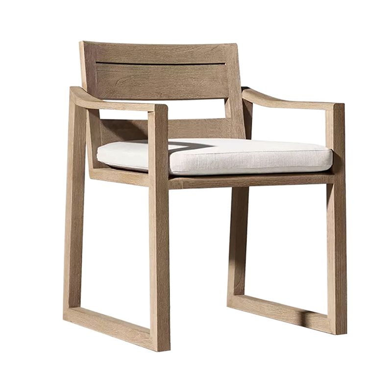 Contemporary Patio Dining Chair Solid Wood Outdoors Dining Chair in Gray