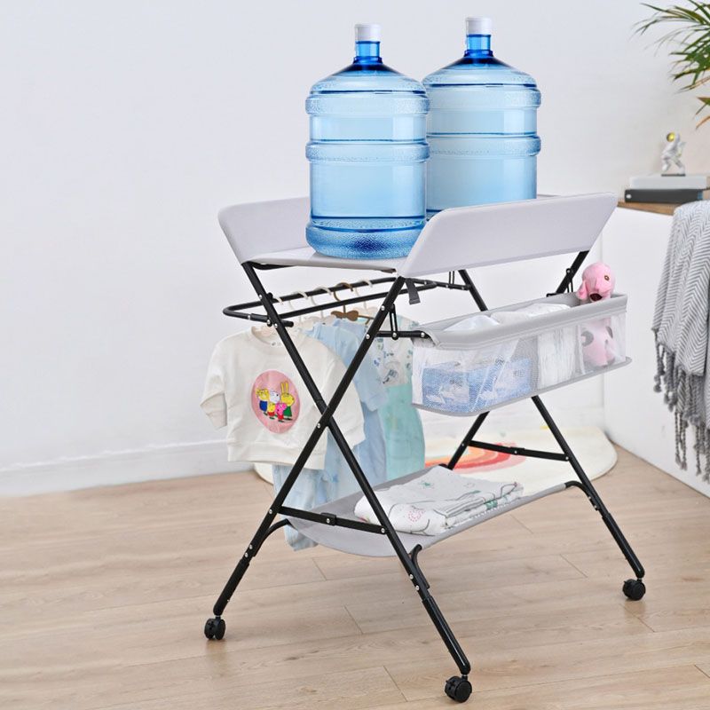 Modern Metal Changing Table Flat Top Baby Changing Table With Safety Rails