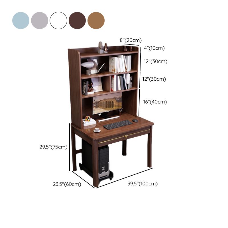 72.83" Tall Kids Desk with Storage Shelves Wood Computer Desk and Chair Set