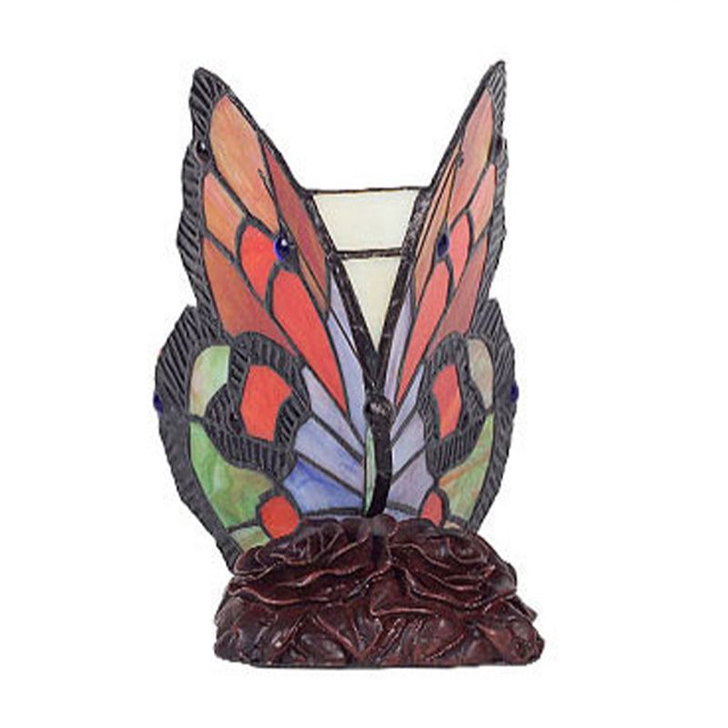 Handcrafted Art Glass Butterfly Table Lamp Tiffany-Style Night Table Lamp