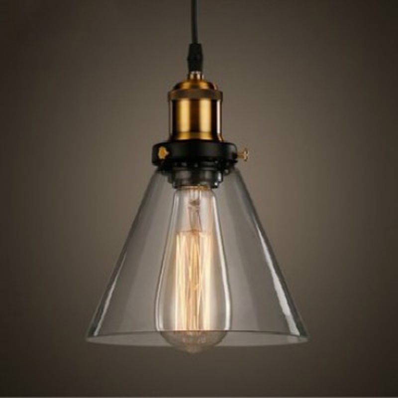 1 Light Hanging Light Fixtures Industrial Style Glass Ceiling Light for Restaurant