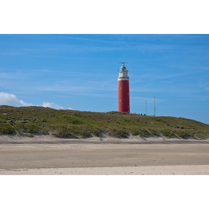 Large Lighthouse and Sky Mural Wallpaper Coastal Sea Landscape Wall Covering in Blue