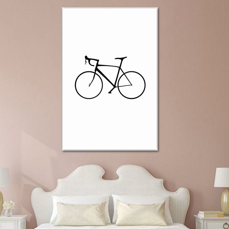 Scandinavian Style Static Bicycle Canvas Kitchen Backsplash Wall Art Decor in White