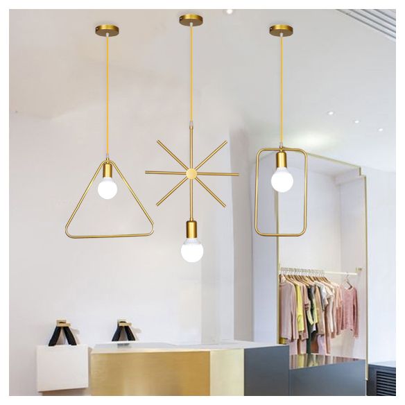 Metal Hanging Ceiling Light Geometric Minimalist Style Hanging Pendant Light for Cloth Shop