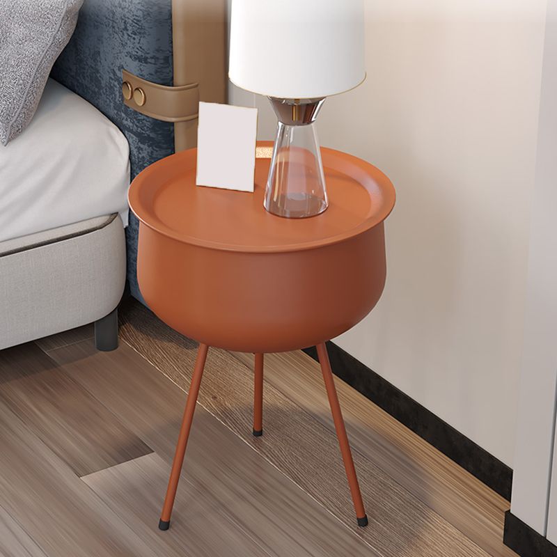 Iron Modern Night Table Round Metal Non-Storage Nightstand with Legs