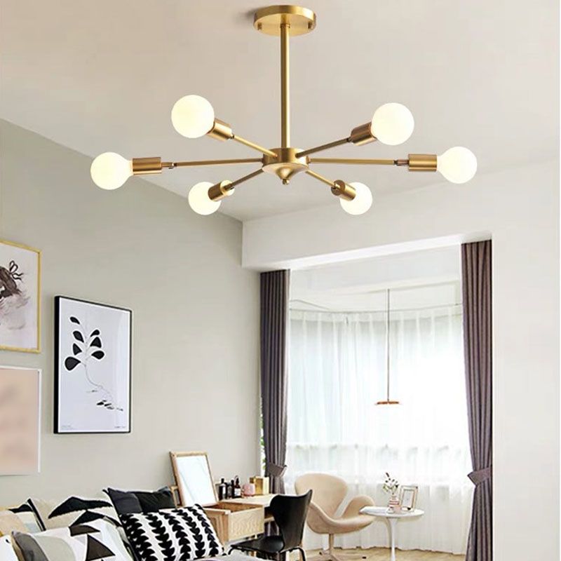 Lustre de style postmoderne Light Metal Pendant Light en or pour le salon