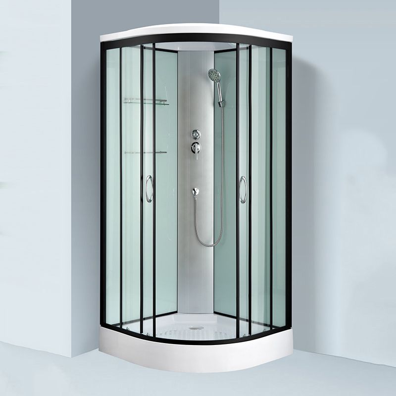 Rounded Shower Stall with Shower Base Tempered Glass Shower Stall