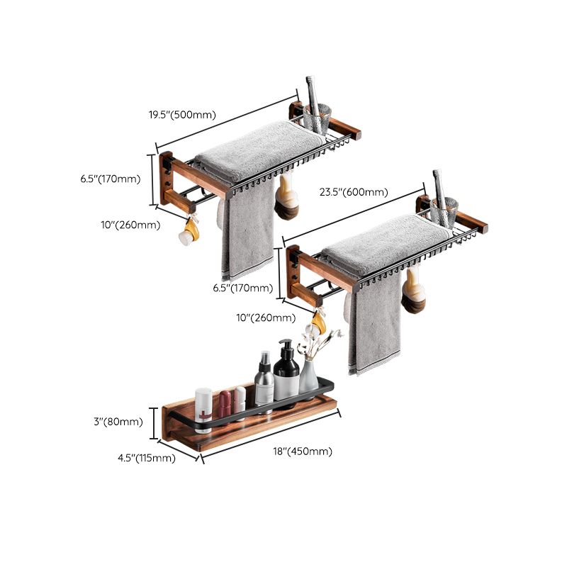 Metal Bathroom Accessory Set Walnut Brown Bathroom Hardware Set