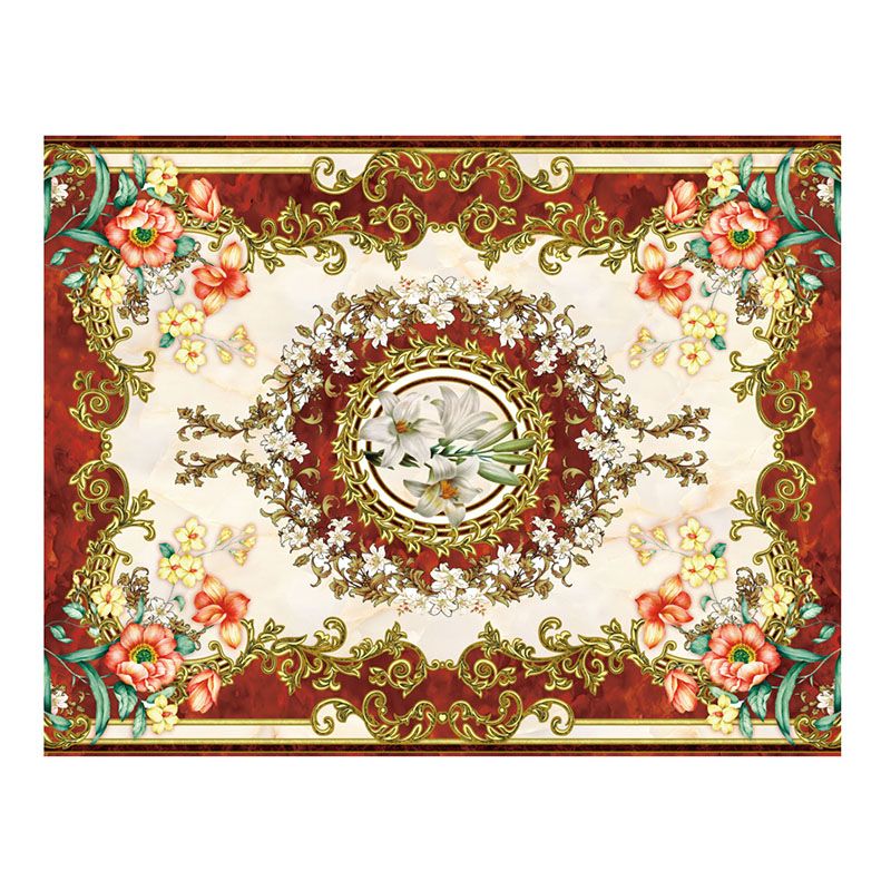 Tapis à motif floral traditionnel Polyester tapis d'intérieur non glissant la zone de support pour le salon