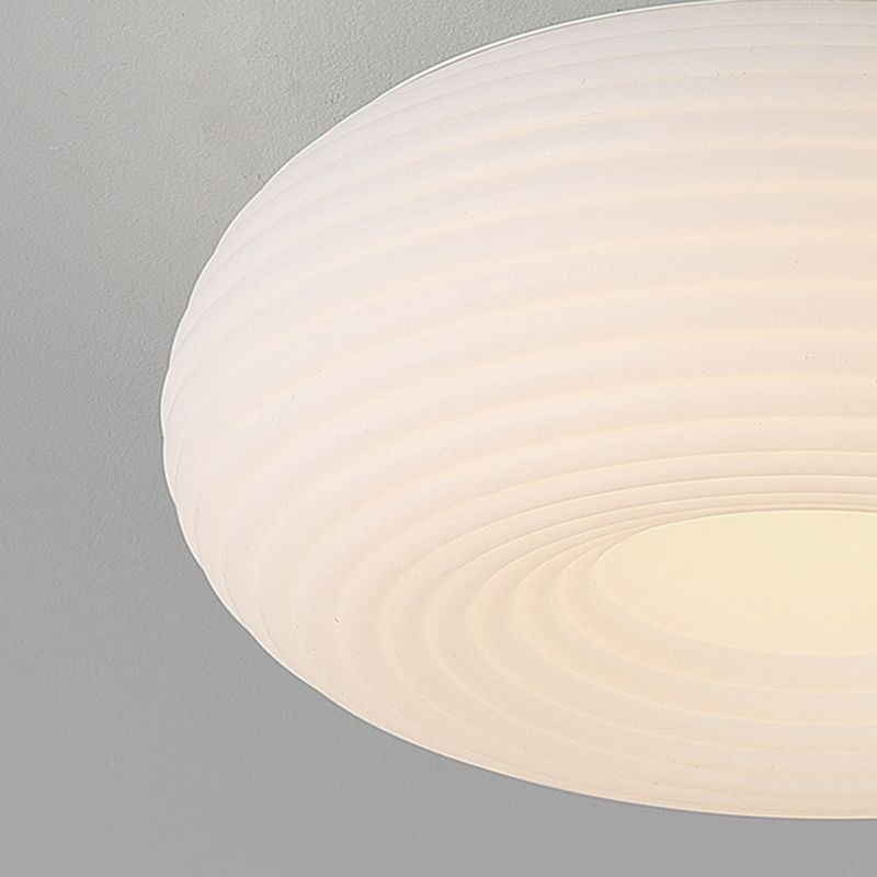 LED Modern Metal Flush Mount Circle Shape Ceiling Light with Plastic Shade for Living Room