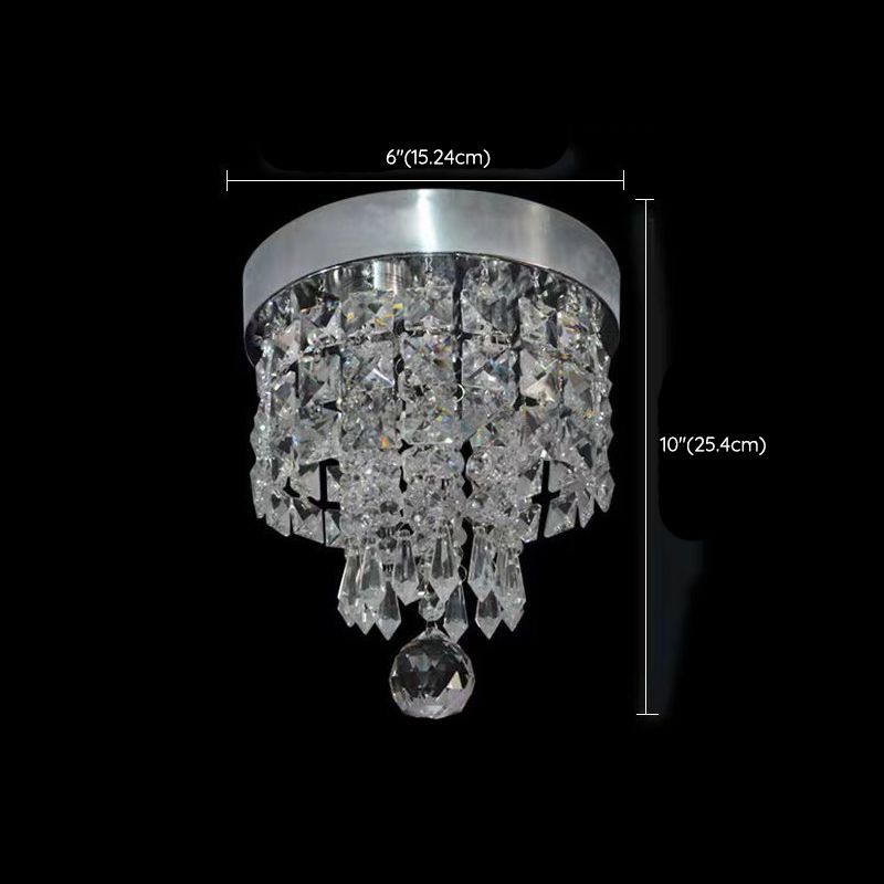 Modern Drum Shade Flush Mount Crystal Flush Mount Light in Clear