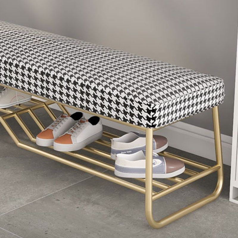 Glam Rectangle Seating Bench Cushioned Shoe Storage Entryway and Bedroom Bench