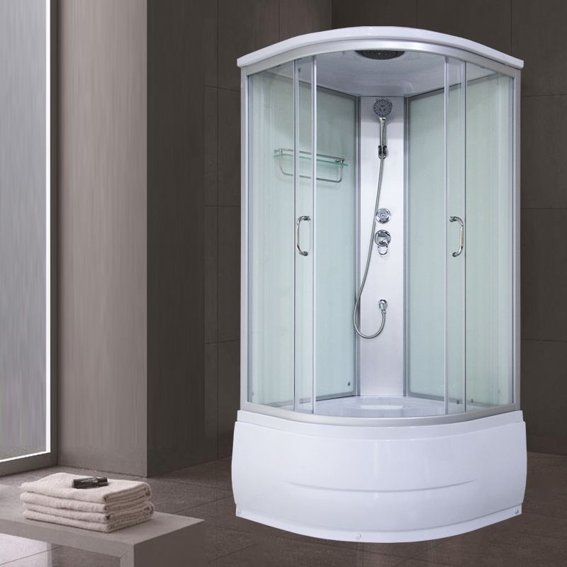 Corner Round Tub & Shower Kit Double Sliding Semi-Frameless Tub & Shower Kit