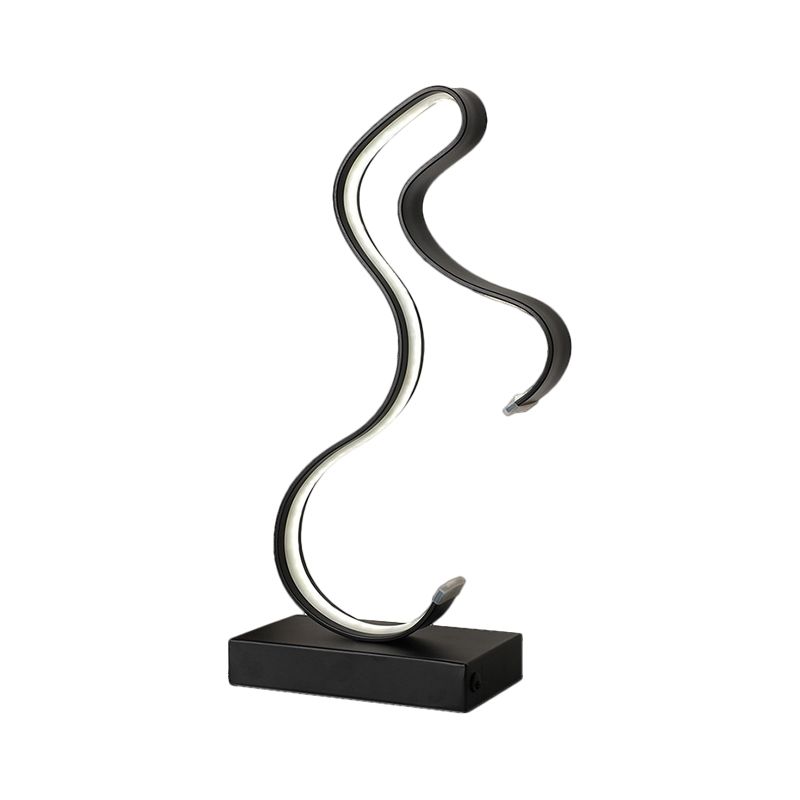 Black/Gold Horsey Shape Table Light Modern LED Metal Task Lighting with Rectangle Pedestal