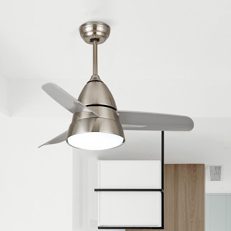 36" Wide LED Hanging Fan Lamp Fixture Classic Acrylic Tapered Semi-Flush Mount Light with 3 Blades