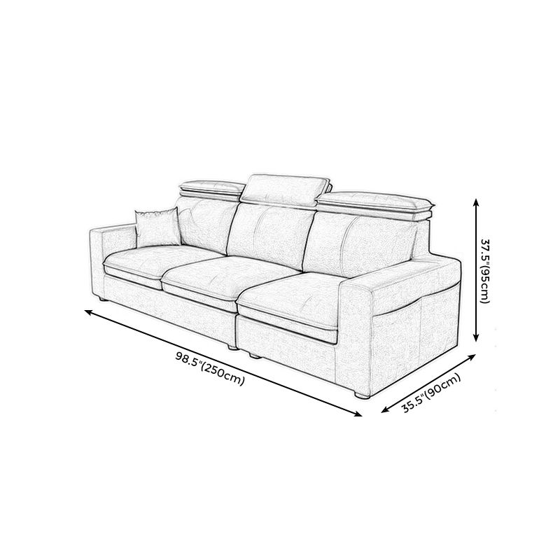 Square Arm Grey Cushion Back Modern Storage Living Room Sofa