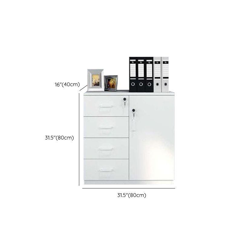 Modern File Cabinet White Wooden Frame Storage Lateral File Cabinet
