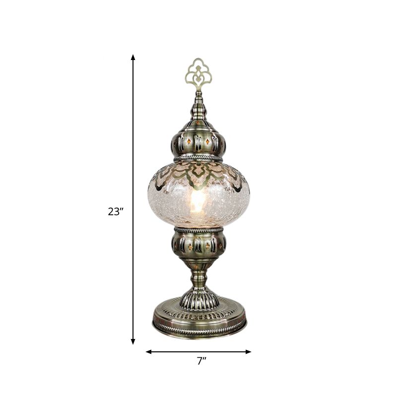 Bronze 1 Light Desk Lamp Bohemian Crackle Glass Oval/Globe Night Table Light for Living Room