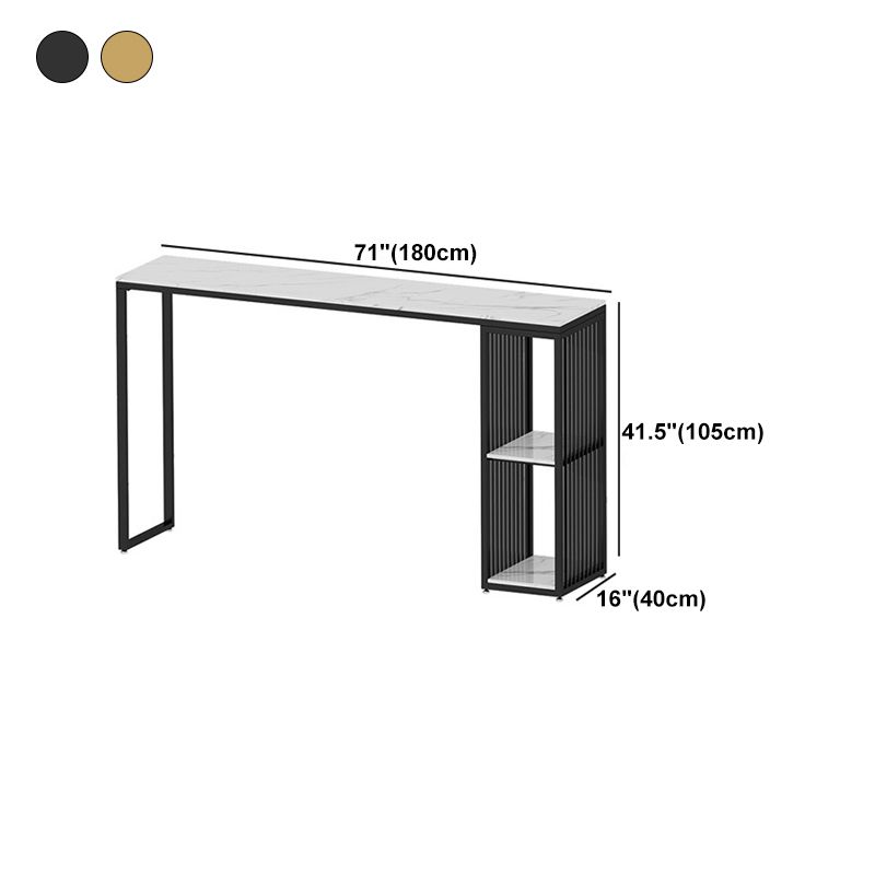 Modern Rectangle Bar Counter Table Sintered Stone Dining Table with Metal Legs