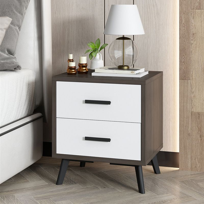 Contemporary Bed Nightstand Engineered Wood Night Table with Drawers