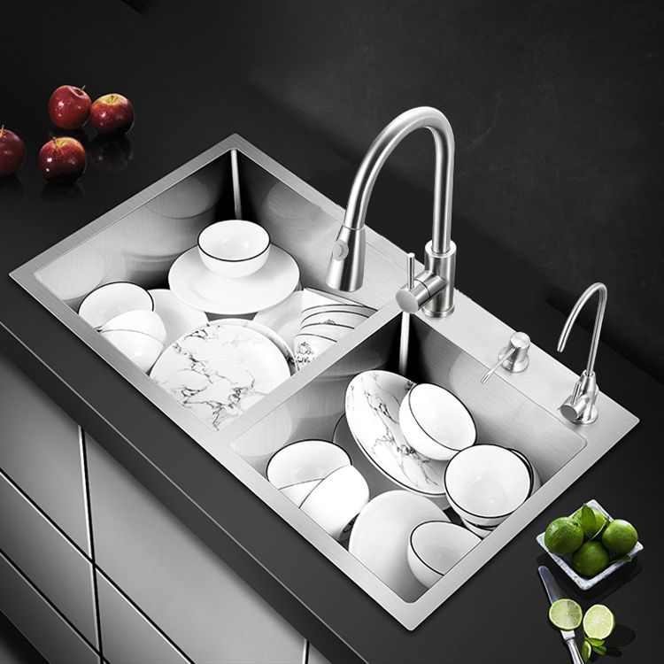 Classic Style Kitchen Sink Drop-In Stainless Steel Kitchen Sink with Drain Strainer Kit