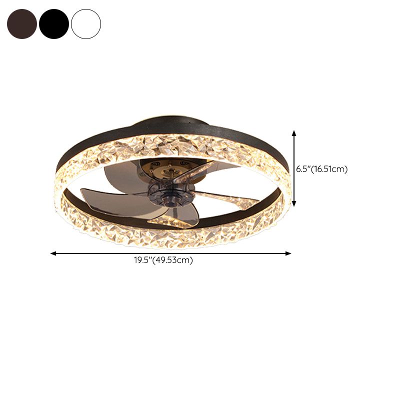 Single Black/White/Brown Ceiling Fan Lamp LED Acrylic Ceiling Fan Light for Living Room