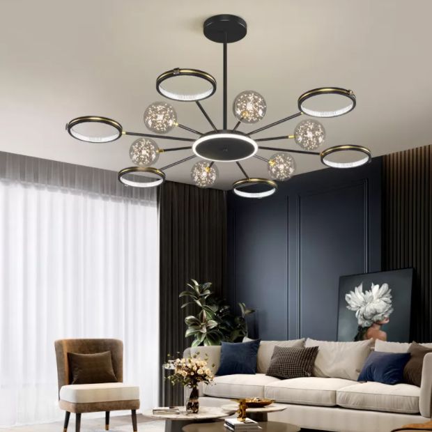 Modern Sputnik Chandelier Acrylic Pendant Ceiling Lights with Hanging Cord for Living Room