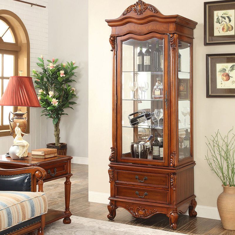 Traditional Curio Cabinet Birch Buffet Cabinet with Door for Bedroom