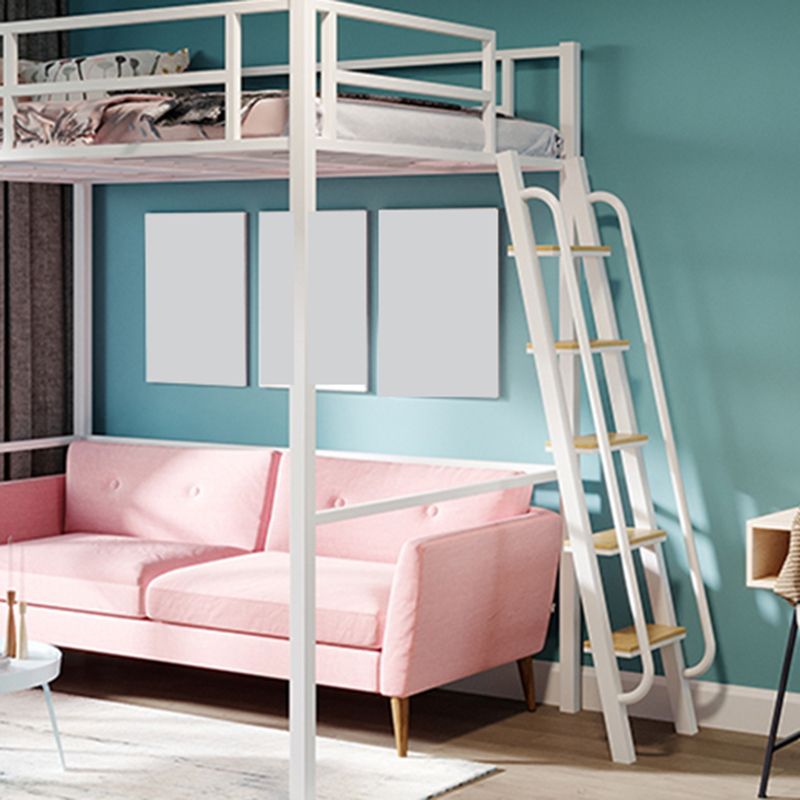 Built-In Ladder Guardrail Loft Bed Headboard Bed with Footboard