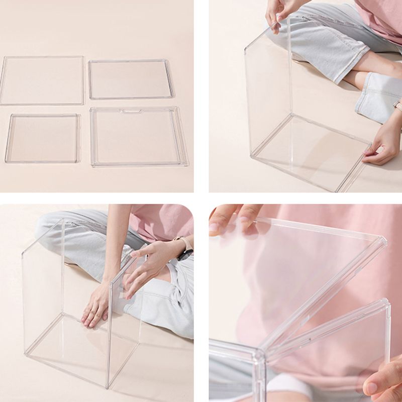 Contemporary Plastic Book Shelf Tabletop Standard Kids Bookcase in Transparent