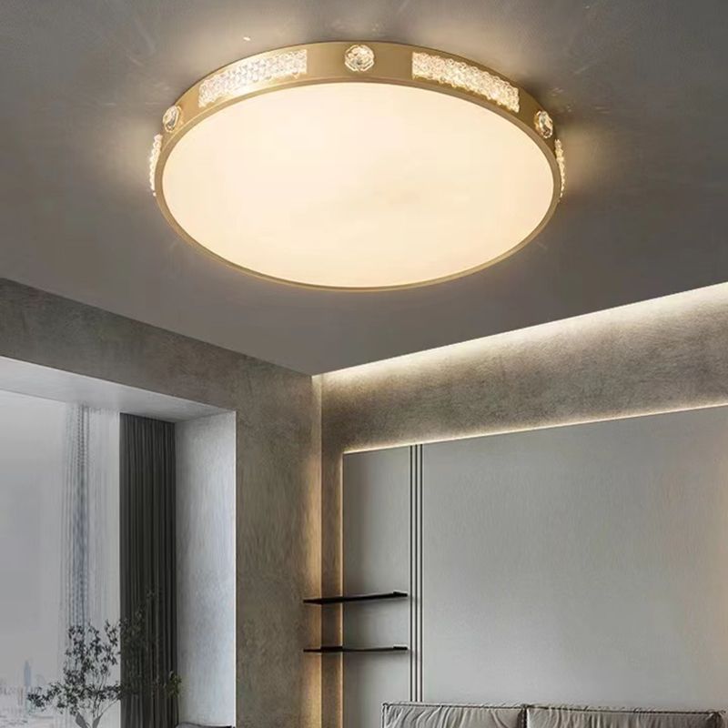 1-Light Round Flush Mount Ceiling Light Modern Metal Flush Mount Lighting